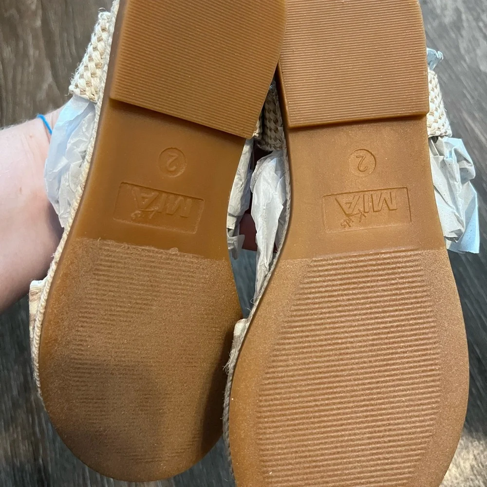 MIA Tan and Cream Sandals with Striped Design